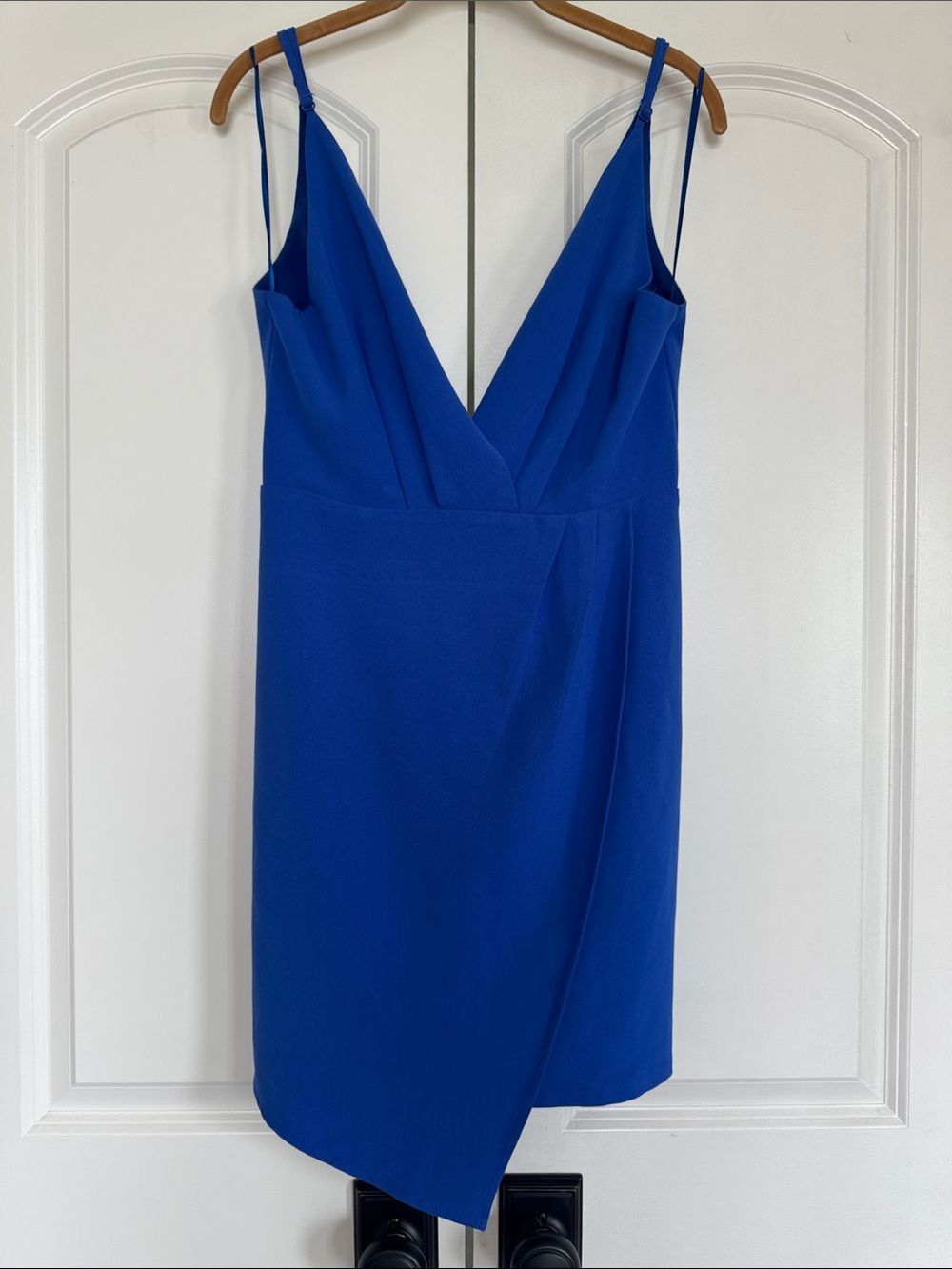 NWT SUGAR LIPS PLUNGE FAUX WRAP DRESS SMALL ROYAL BLUE